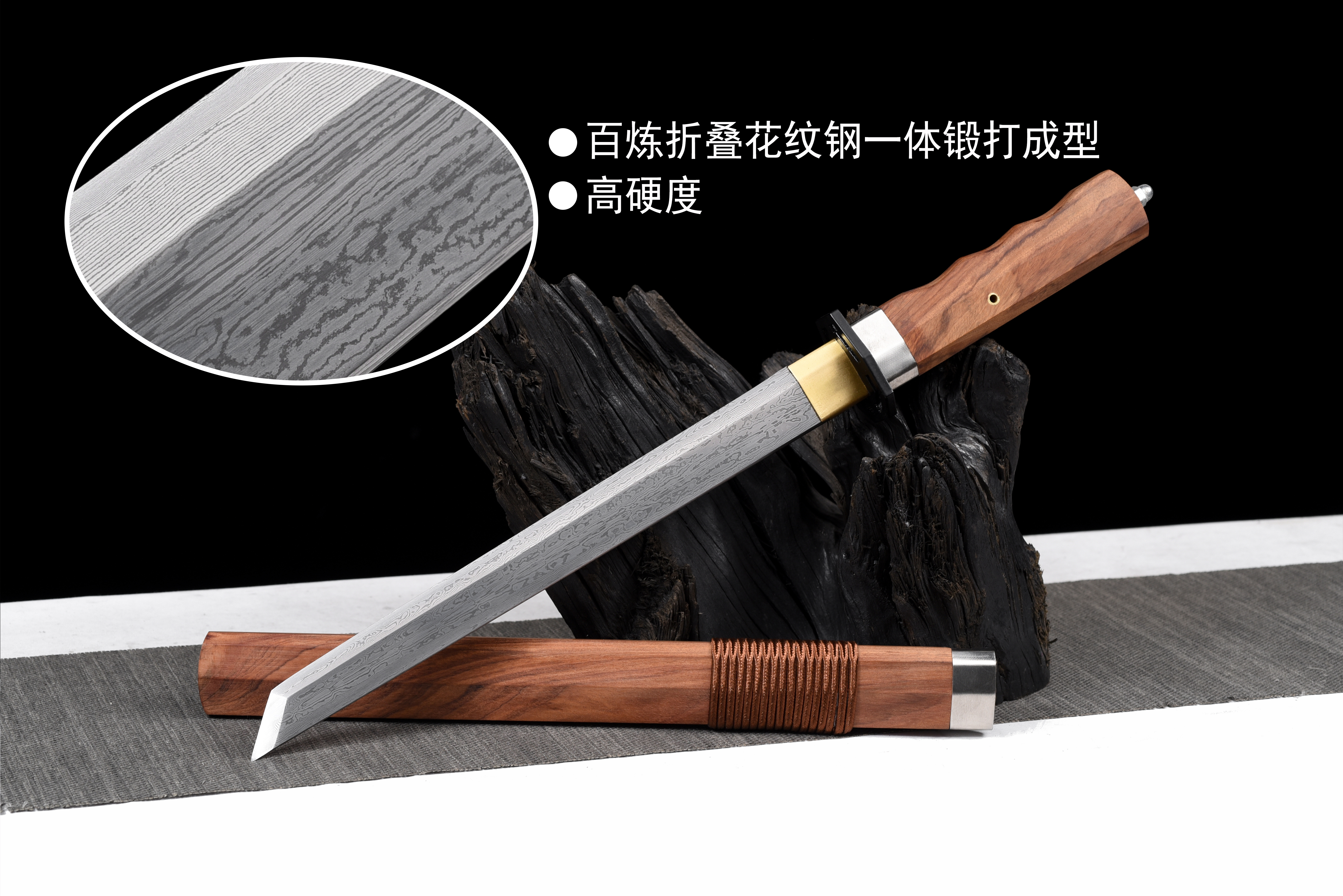 八菱唐刀（花纹钢款）（未开刃） - 龙泉千龙刀剑厂