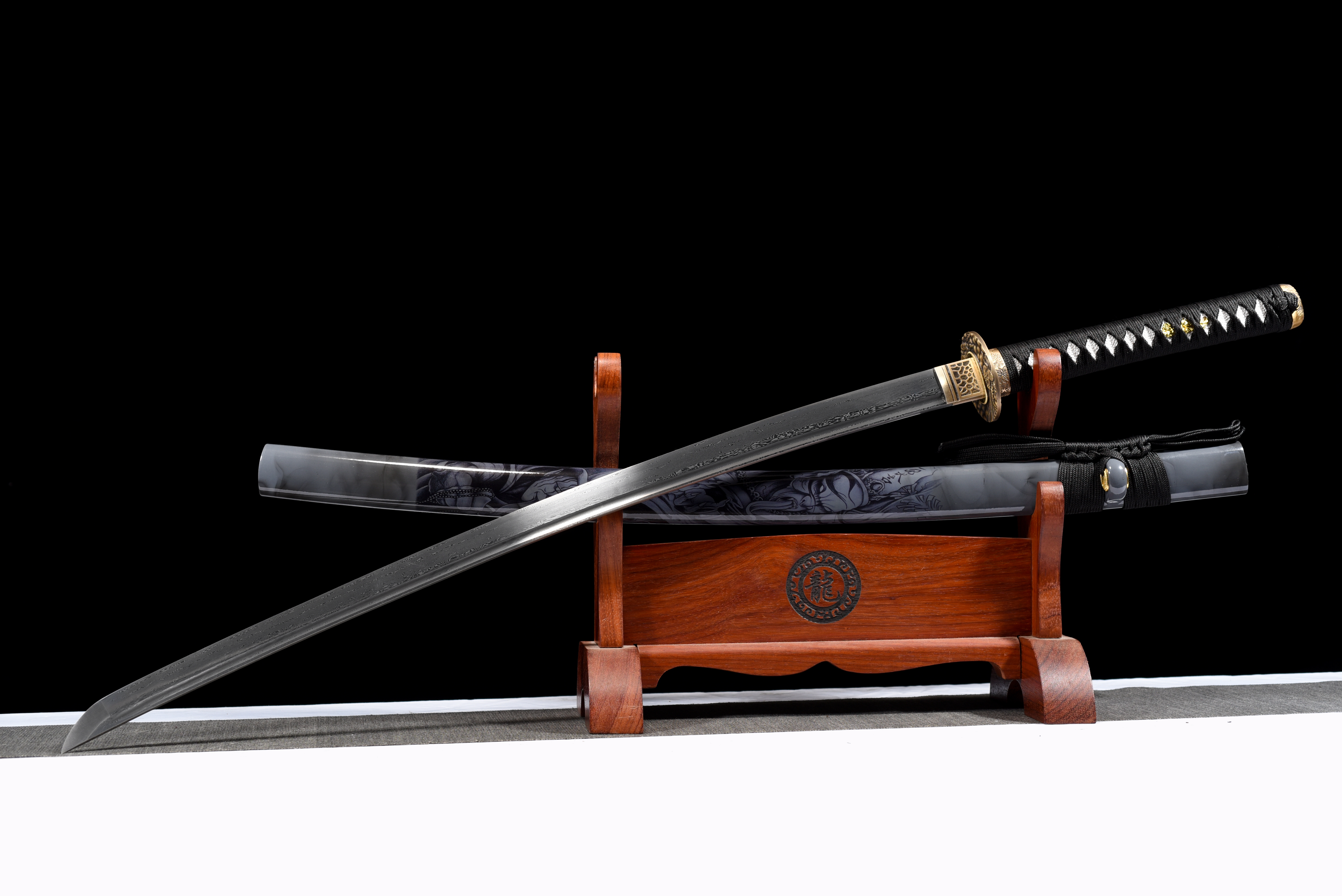 26寸銅装鋒鋼超鏡面武士刀『鏡面紅武士』 古兵器 武具 刀装具 日本刀 居合刀 鬼面武士刀（未开刃） - 龙泉千龙刀剑厂